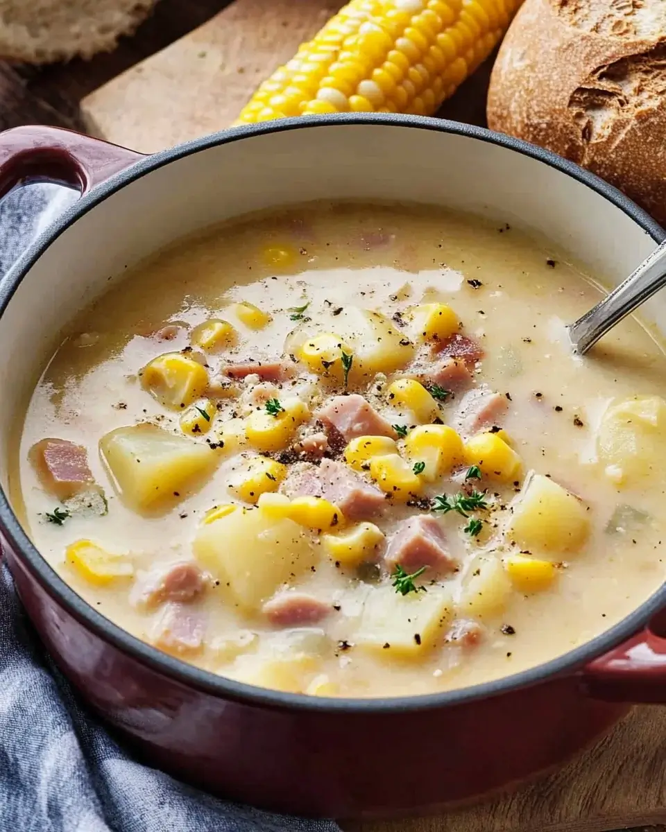 Quick One-Pot Creamy Ham Potato Corn Chowder Recipe
